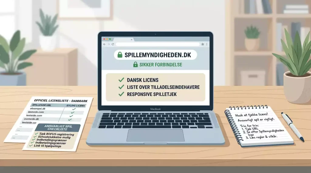 Tjekliste med domæne, tilladelse og ansvarligt spil